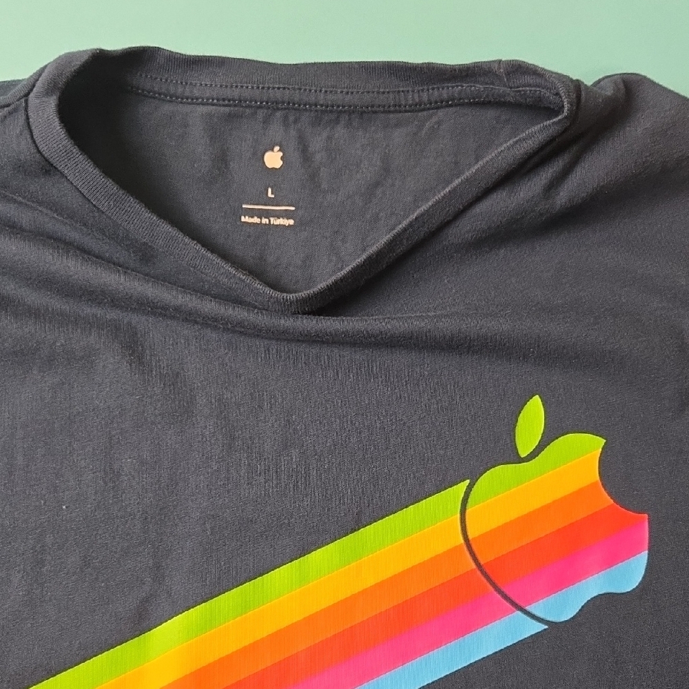 Apple Dark Blue Tee with Rainbow Logo